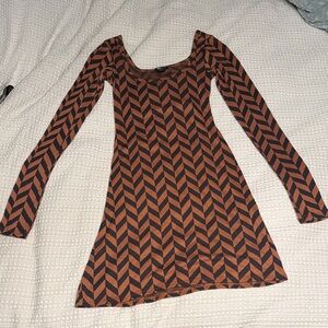 Billabong Geometric Long Sleeve Dress - Black and Brown